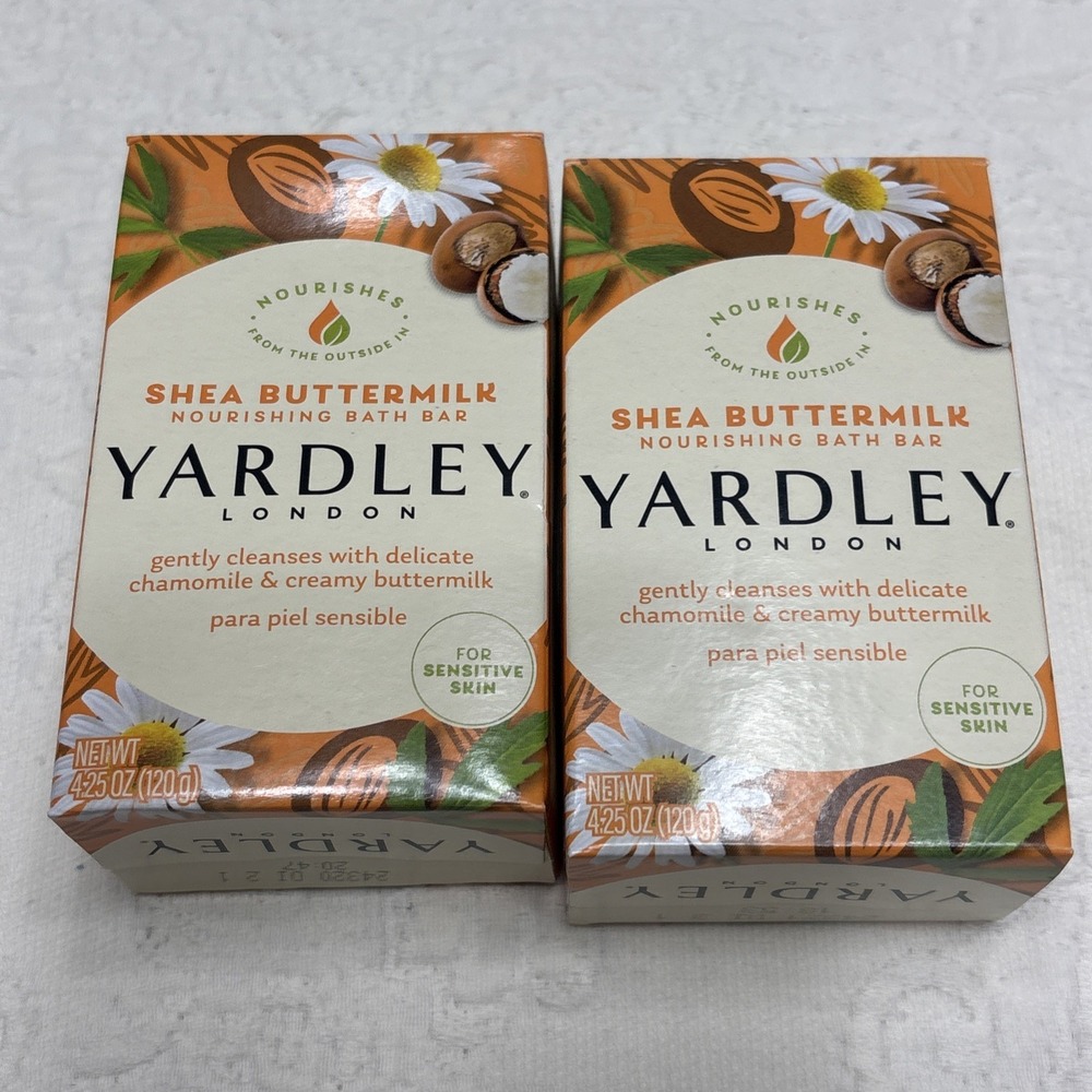 Yardley Shea Buttermilk Bar Soap for Sensitive Skin 2 Bars 4.25 oz each